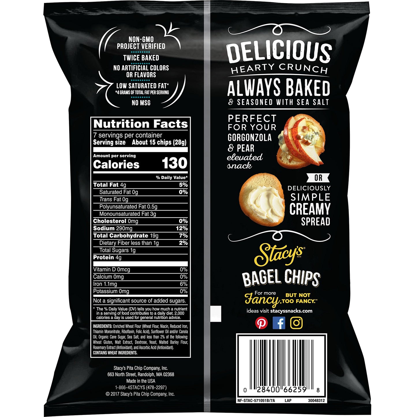 Stacys Simply Naked Bagel Chips, 7 oz Bag