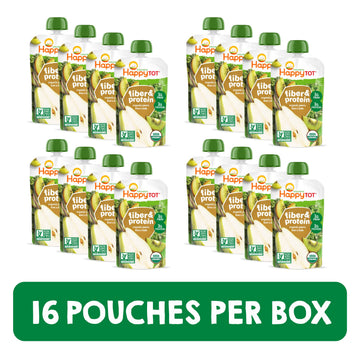 Happy Tot Organics Stage 4 Baby Food Pouches, Gluten Free, Vegan Snack, Fiber & Protein Fruit & Veggie Puree, Pears, Kiwi & Kale, 4 Ounce (Pack Of 16)