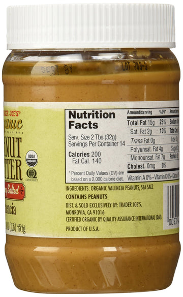 Trader Joe's Organic Creamy Salted Peanut Butter, 16 oz - Deliciously Smooth, All-Natural Spread