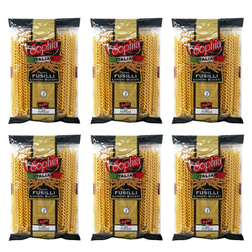 Sophia Long Fusilli Pasta - Authentic Italian Fusilli Lunghi, 6-Pack | 12-Inch Giant Spiral Pasta Noodles | Long Fusilli Col Buc