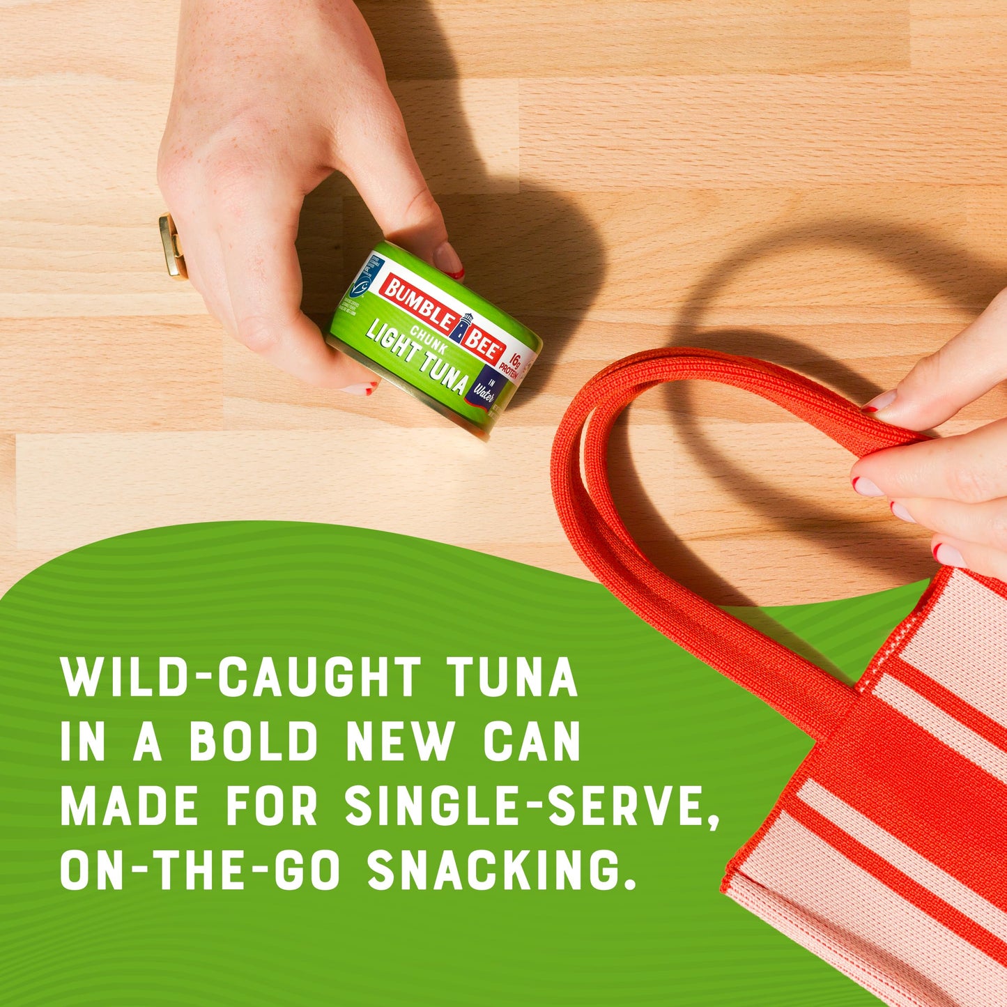 Bumble Bee Snackers - Chunk Light Tuna, 3 oz Easy Open Can - 16g Protein per Serving - Wild Caught Skipjack Chunk Light Tuna Pac