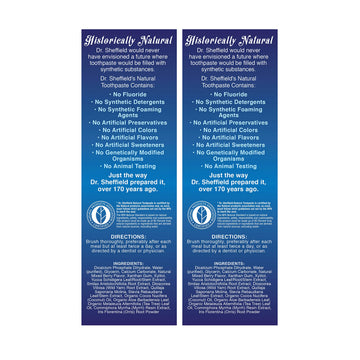 Dr. Sheffield's Natural Toothpaste (Mixed Berry) - Fluoride-Free, 2-Pack for Fresh Breath & Whiter Teeth, Reduces Plaque