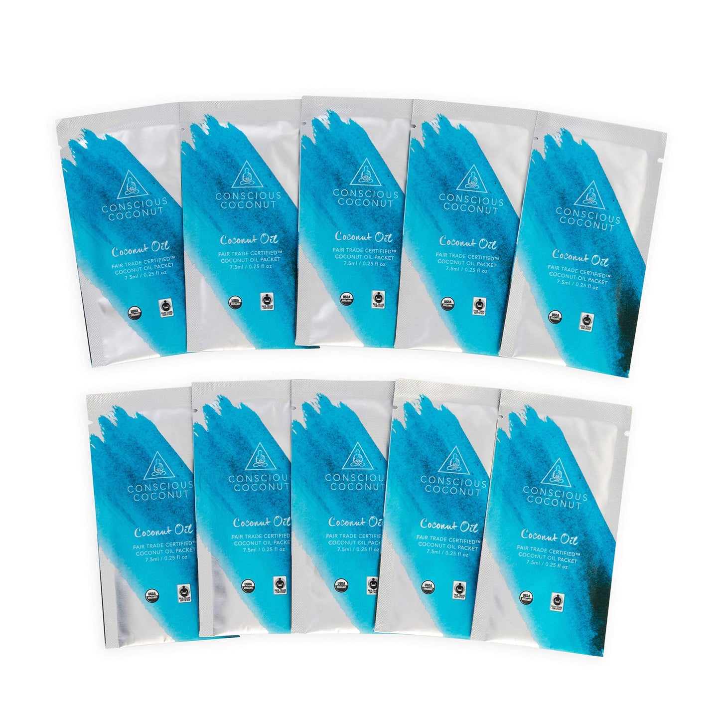 Certified Organic, Fair Trade Coconut Oil Packets, Cold-Pressed Virgin Organic Coconut Oil for Skin Care and Hair Care, Small Ba