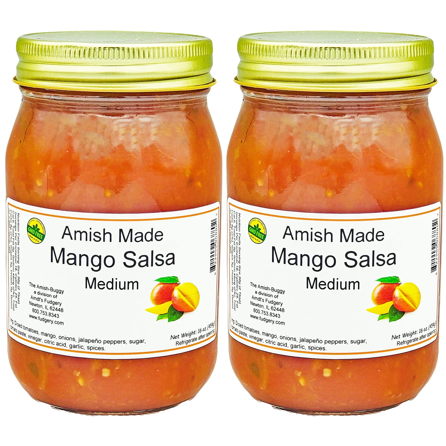 Amish Salsa - 2-16 Oz Jars (Mango Medium)