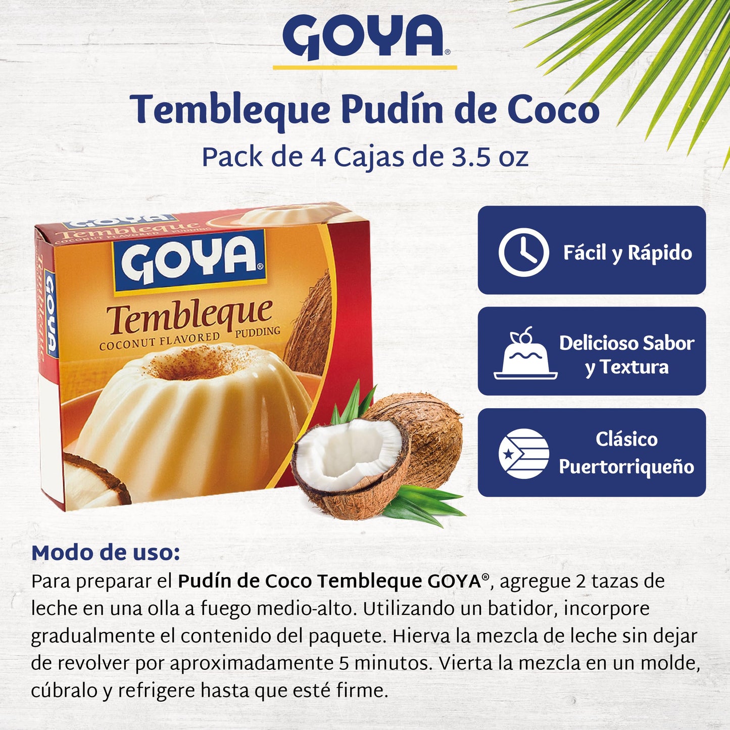 Goya Tembleque Coconut pudding 3.5oz (PACK OF 4)