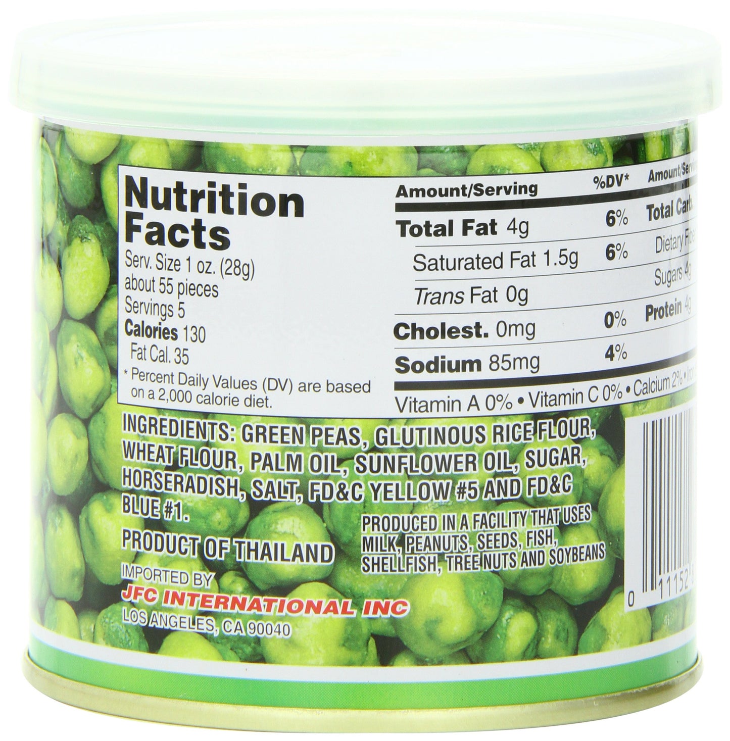 Hapi Hot Wasabi Peas, 4.9-Ounce Tins (Pack of 8)