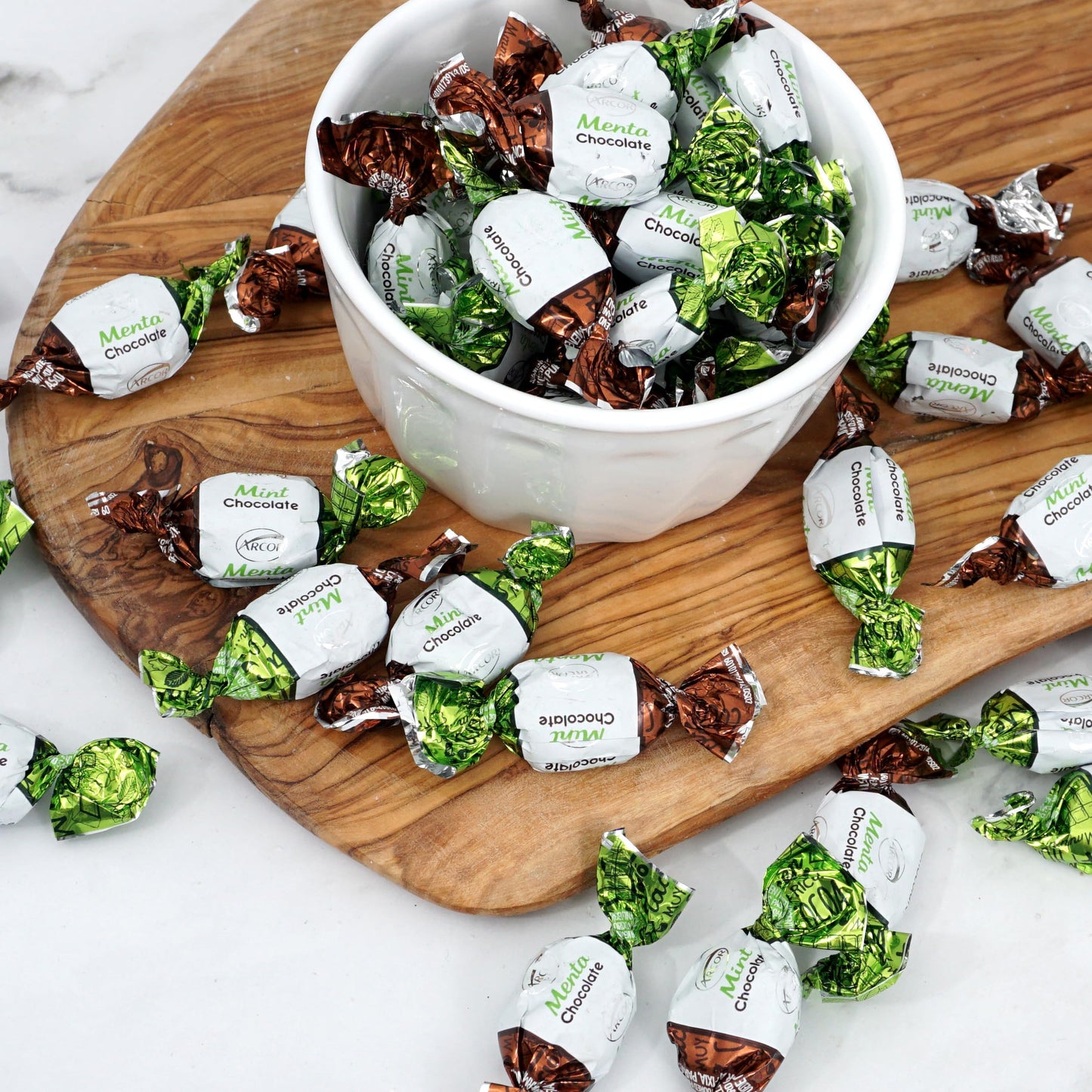 Chocolate Filled Mints, 1 Pound Bulk Candy (Approx. 75 Pcs.), Chocolate Mint Candy, Chocolate Mints Individually Wrapped