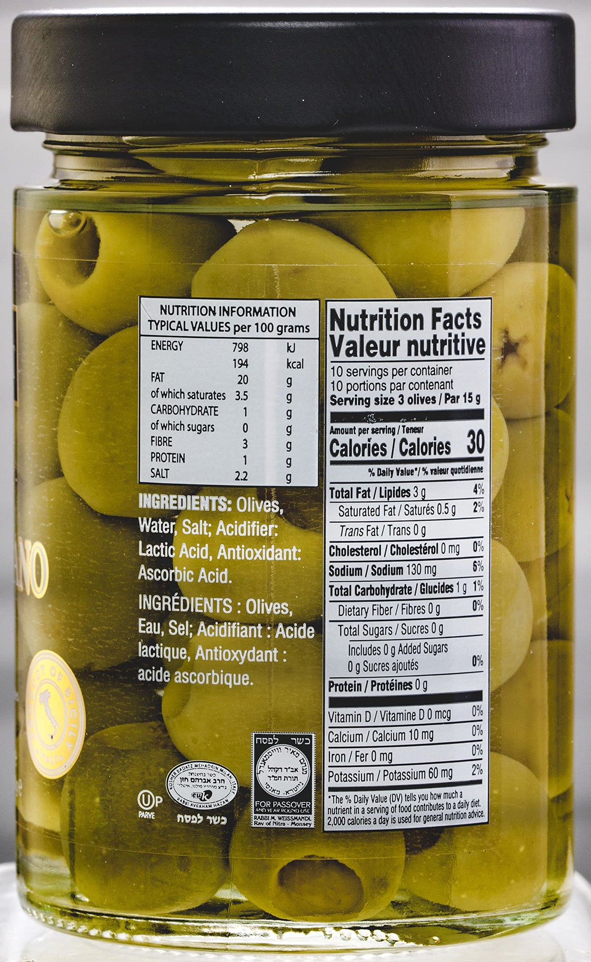 Tuscanini Premium Italian Castelvetrano Green Pitted Olives 10.9Oz | Mild & Smooth Flavor | Imported From Italy