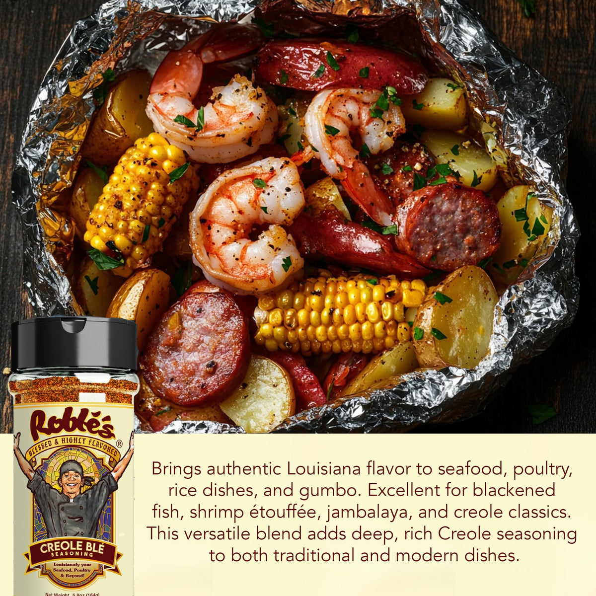 BLESSED AND HIGHLY FLAVORED Creole Blé Seasoning, Gluten-Free, Low Sodium, 5.8 Ounce
