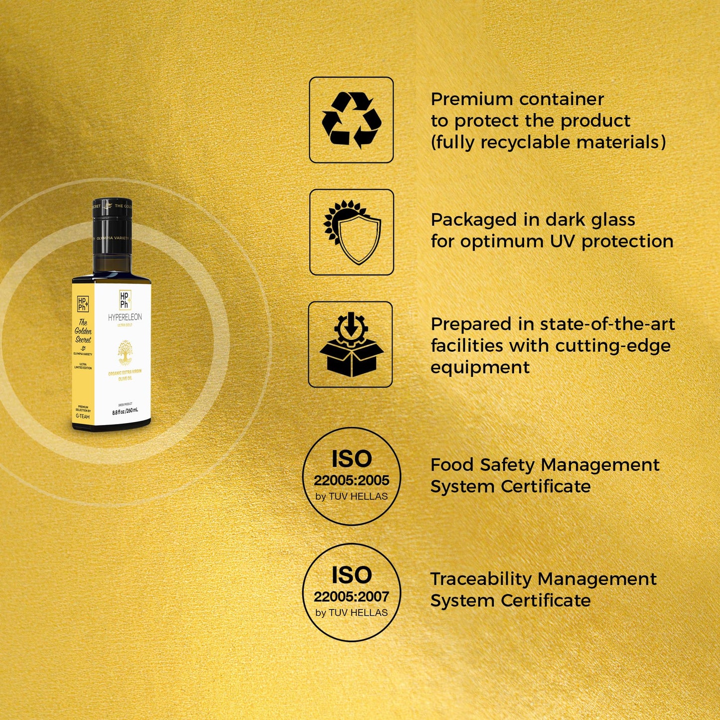 Hypereleon Ultra Gold | Premium, Organic, Supremely Rich In Polyphenols, Greek Extra Virgin Olive Oil 100% Pure & Natural | Bio