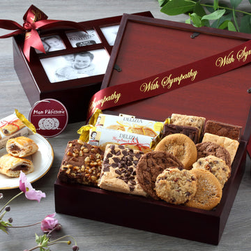 Broadway Basketeers Sympathy Gift Basket Gourmet Food Gift Basket For Loss Of A Loved One - Dessert, Cookies, Brownies, With Photo Gift Box For Condolences, Bereavement, Memorial, Remembrance, Shiva