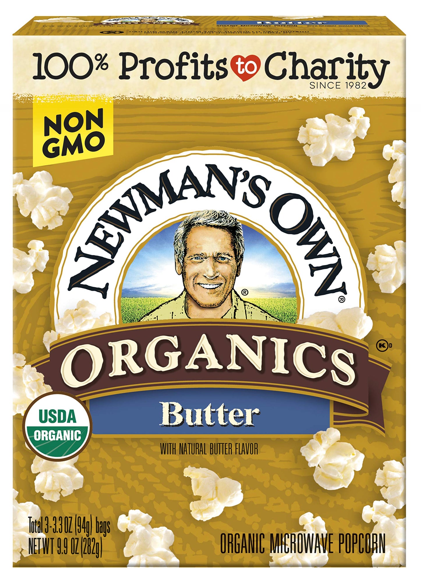 Newmans Own Organic Pops Corn Microwave Popcorn, Butter, 3 Count