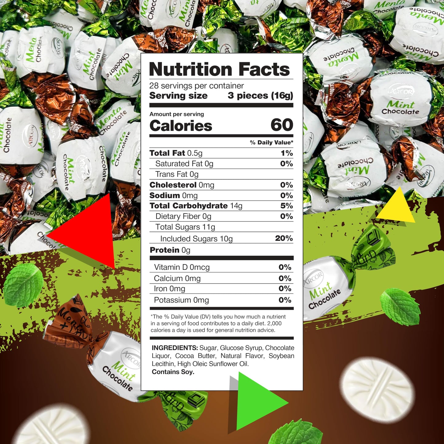 Arcor Chocolate Filled Mints Old Fashioned Hard Candy (1 Pound Bag - Approx. 80 Count)
