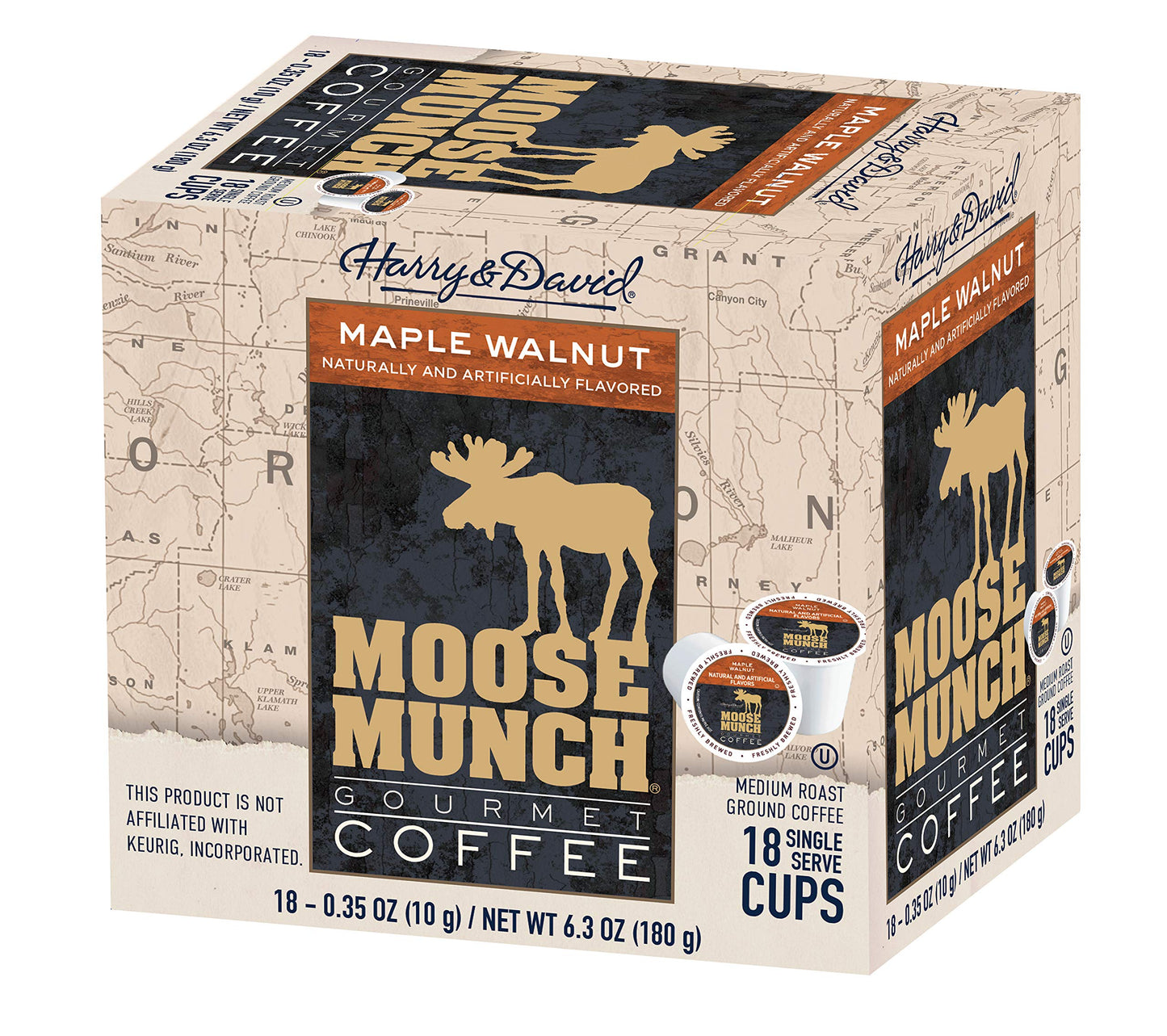 Harry & David Moose Munch Coffee Single Serve Cups, 36 Count, for Keurig K-Cups, Maple Walnut Flavor