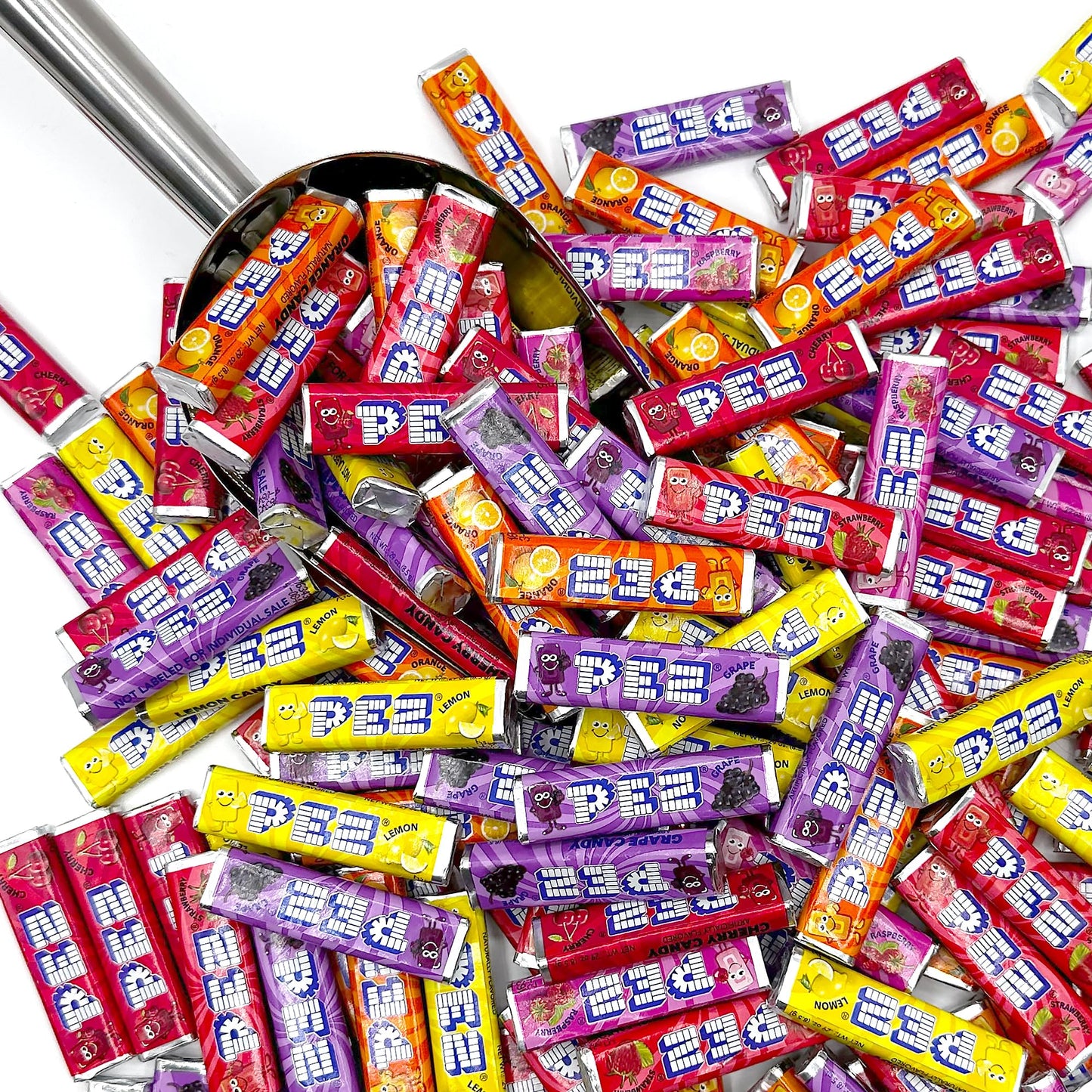 PEZ Candy Refills, Assorted Fruit Flavors, 1 Pound Bulk Bag - Strawberry, Lemon, Orange, Cherry, Raspberry and Grape Flavors - C