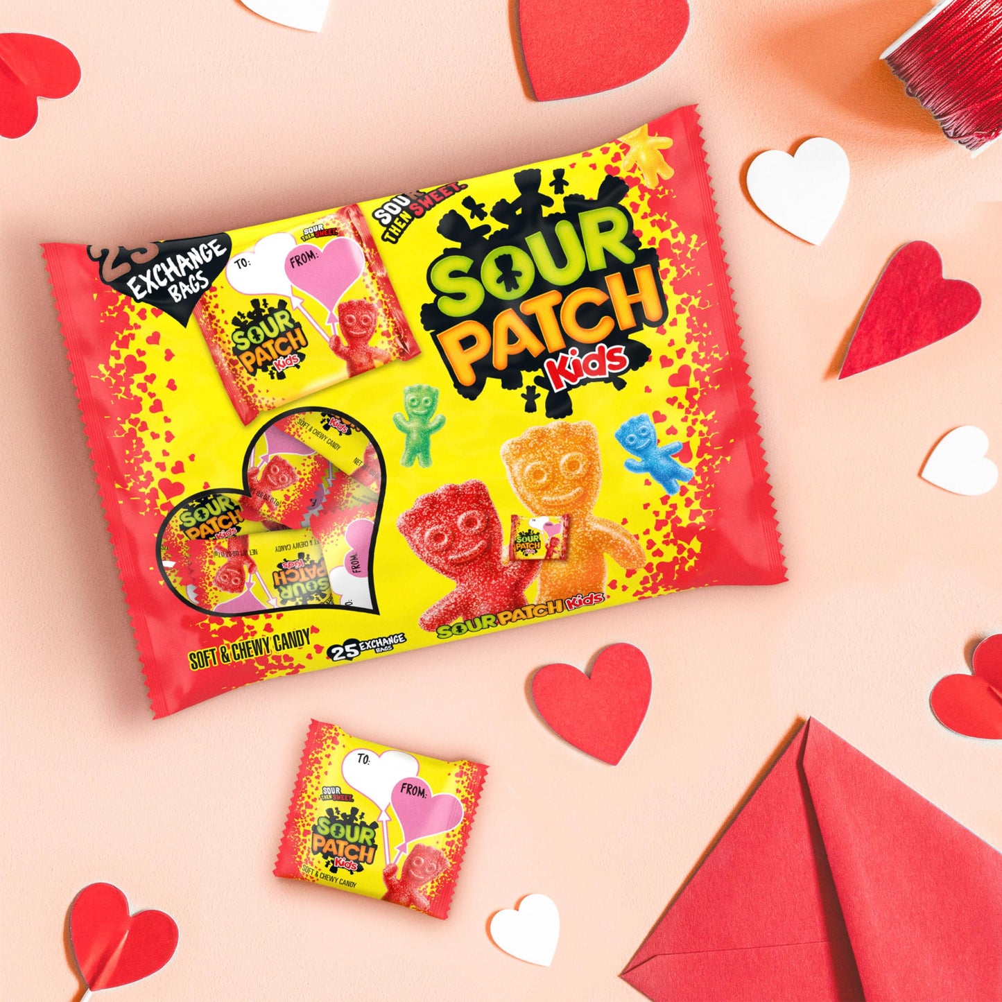 Sour Patch Kids Soft & Chewy Valentines Day Candy, 22 Snack Packs