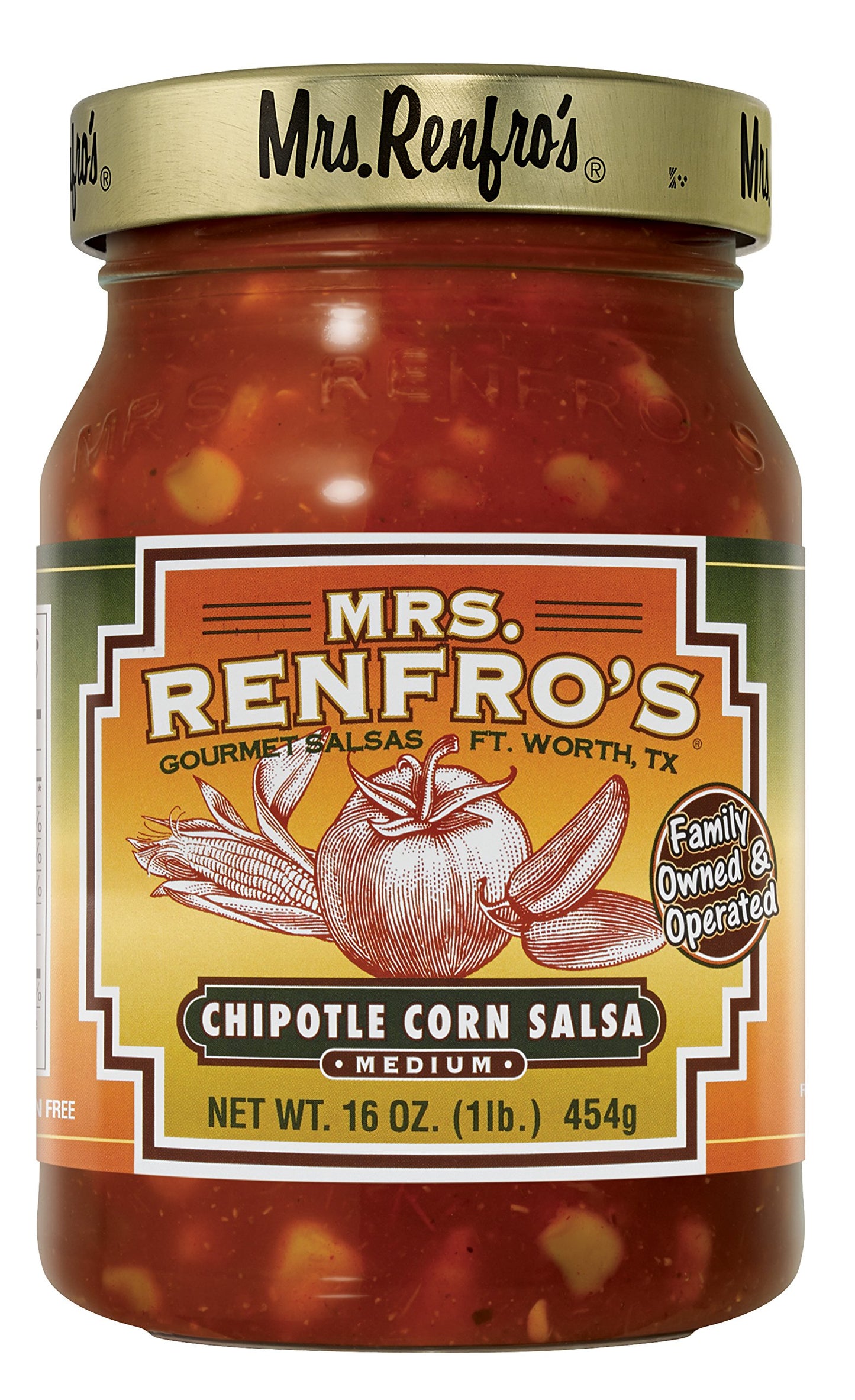 Mrs. Renfro Salsa, Chipotle Corn, Medium, 16 oz