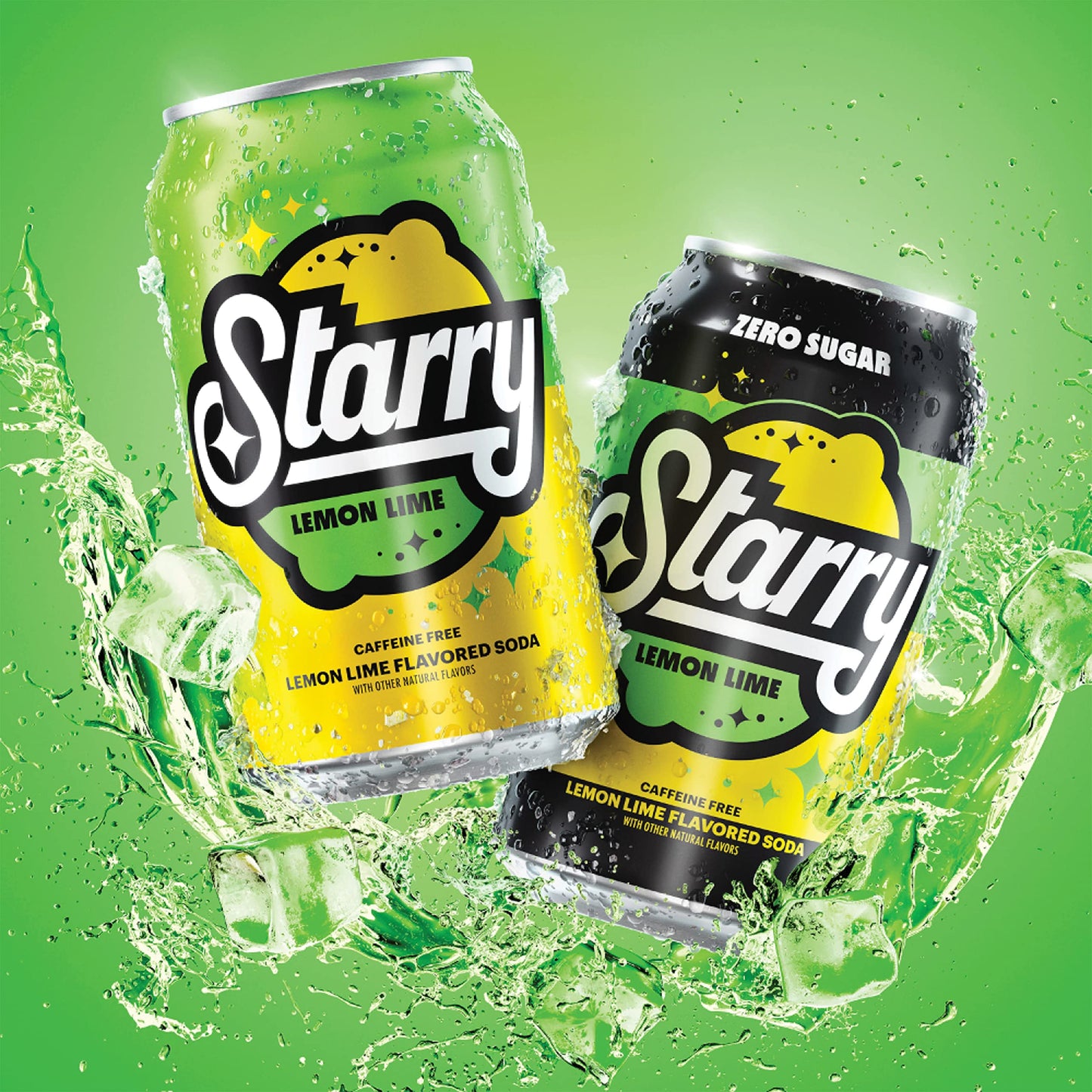 Starry Zero Sugar Lemon Lime Soda, Caffeine Free, Mini Cans, 7.5 Fl Oz (Pack of 10)