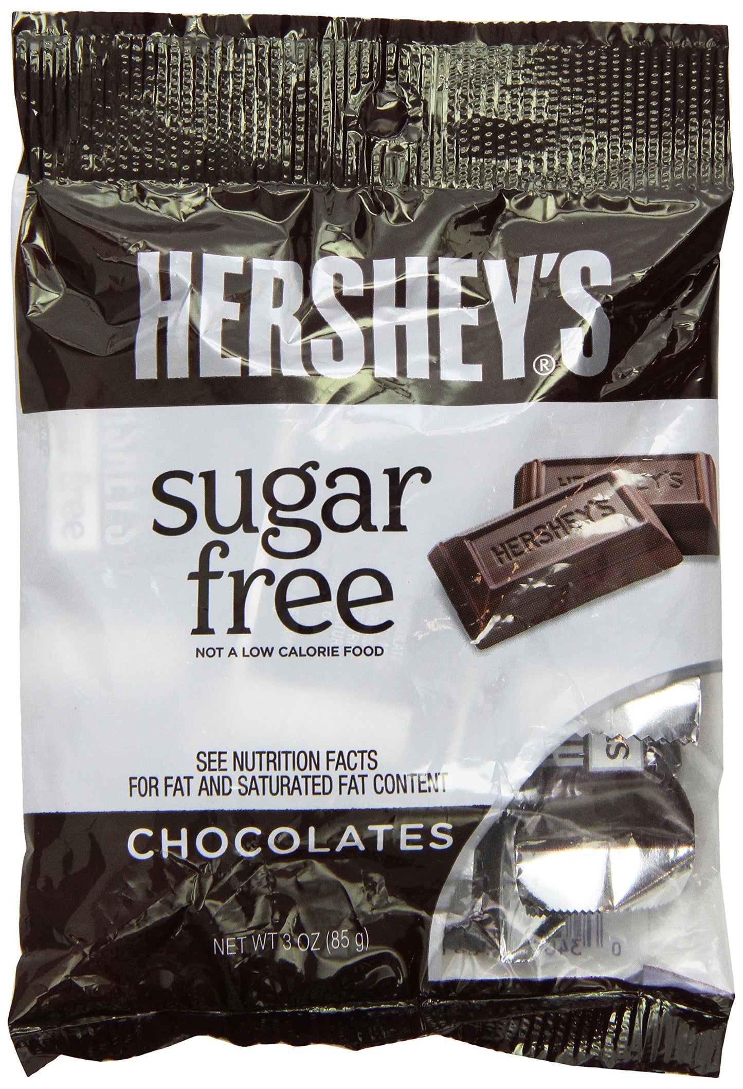 HERSHEY Chocolate Candy, Sugar Free, 3-Ounce Bags (Pack of 12)