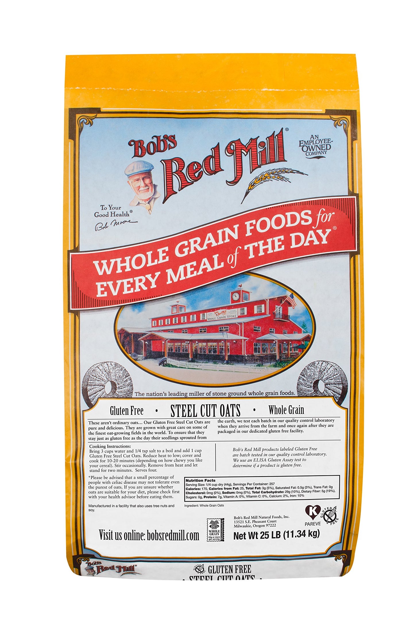 Bob'S Red Mill Bulk Oats, Steel Cut, Gluten Free, 25 Pound