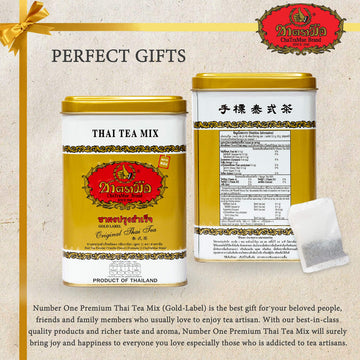 ChaTraMue Thai Tea Mix - Original Gold Label for Boba, Hot & Iced Tea - 50 Tea Bags