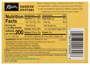 Reese Medium Smoked Oysters, 3.7-Ounces (Pack Of 10)