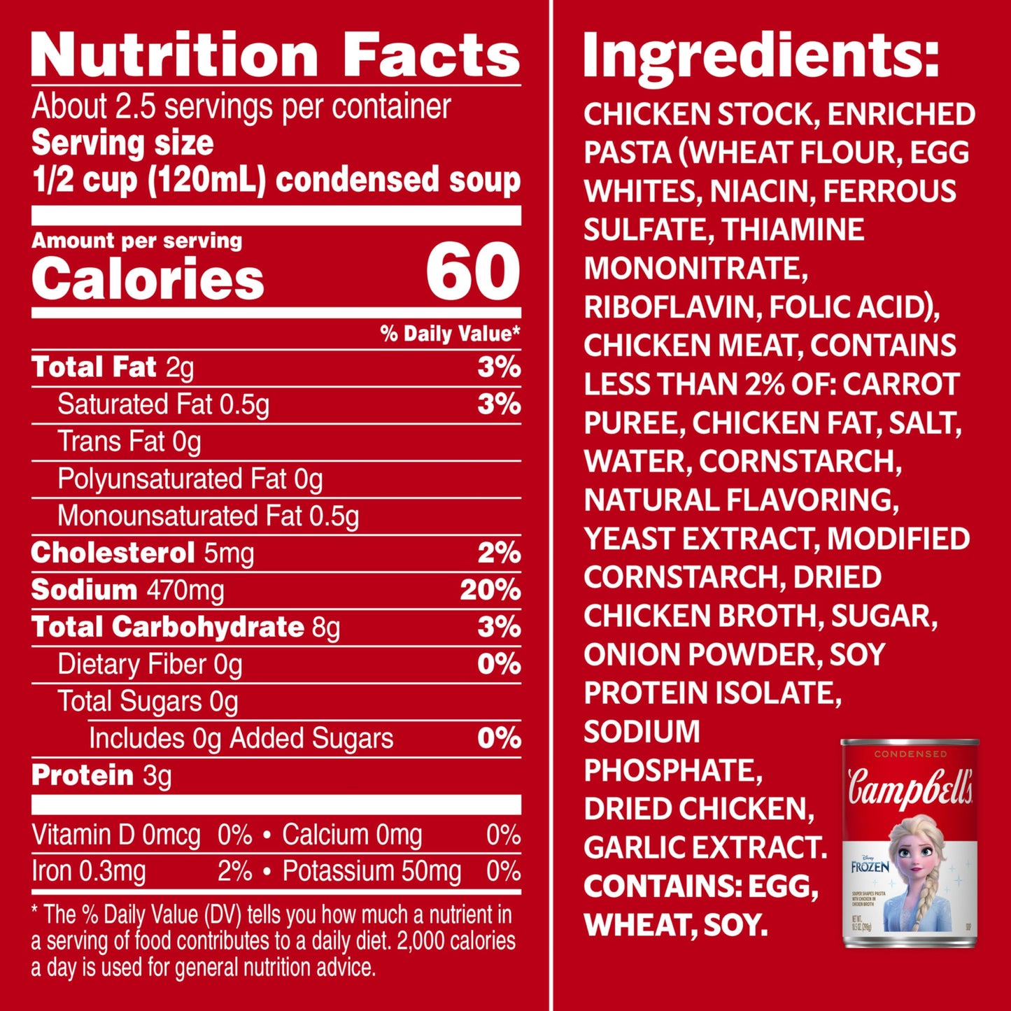 Campbells Condensed Kids Soup, Disney Frozen Souper Shapes Pasta With Chicken In Chicken Broth, 10.5 Oz Can