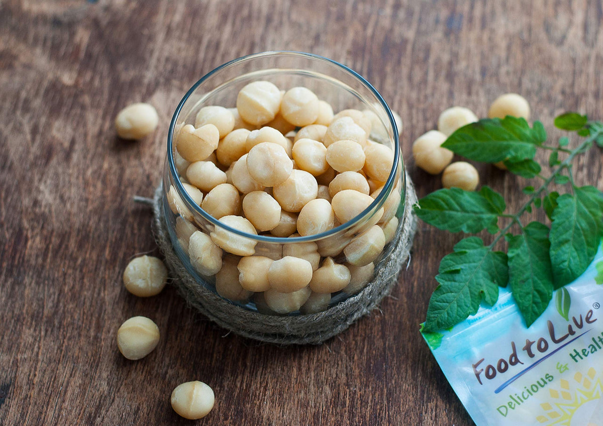 Food to Live Organic Whole Macadamia Nuts, 2 Pounds - Non-GMO, Raw, Shelled, Unsalted, Kosher, Vegan, Bulk. Keto Snack. Buttery