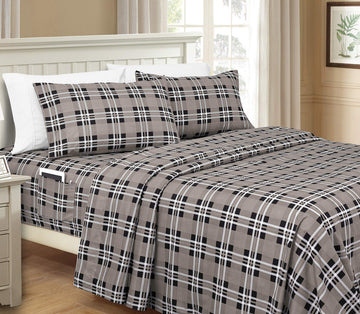 Elegant Comfort Luxury Soft Bed Sheets Plaid Pattern 1500 Thread Count Percale Egyptian Quality Softness Wrinkle And Fade Resist
