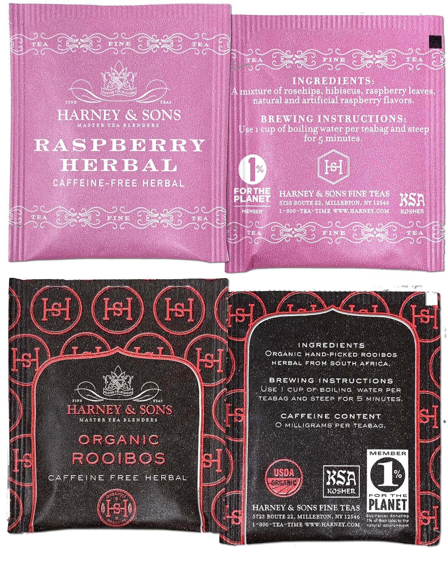 Harney & Sons Assorted Tea Bag Sampler, 40 Count, Caffeine Free Herbal Tea Variety Pack