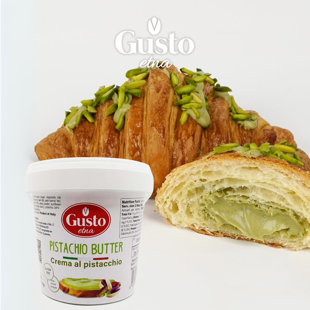 Gusto Etna Pistachio Cream Butter, 1kg (2.2 lb) – 28% Pistachio, Made in Sicily, Italian Pistachio Spread for Gelato, Pastry & Desserts