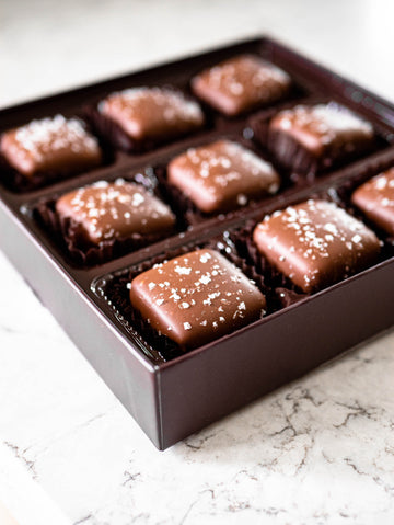DARK CHOCOLATE SEA SALT CARAMELS - 9pc
