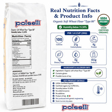 Polselli Organic Tipo 00 Italian Flour – W 220 – 5 kg (11 lb)
