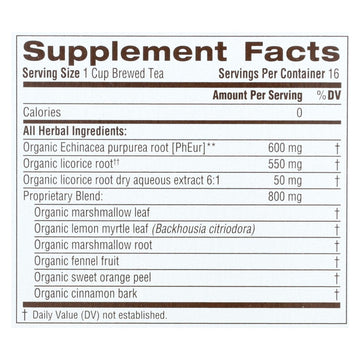 Organic Lemon Echinacea Throat Coat Tea, 16 Bags, 6-Pack