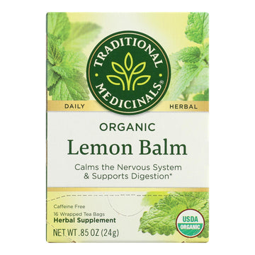 Organic Lemon Balm Herbal Tea - 6 Packs of 16 Bags