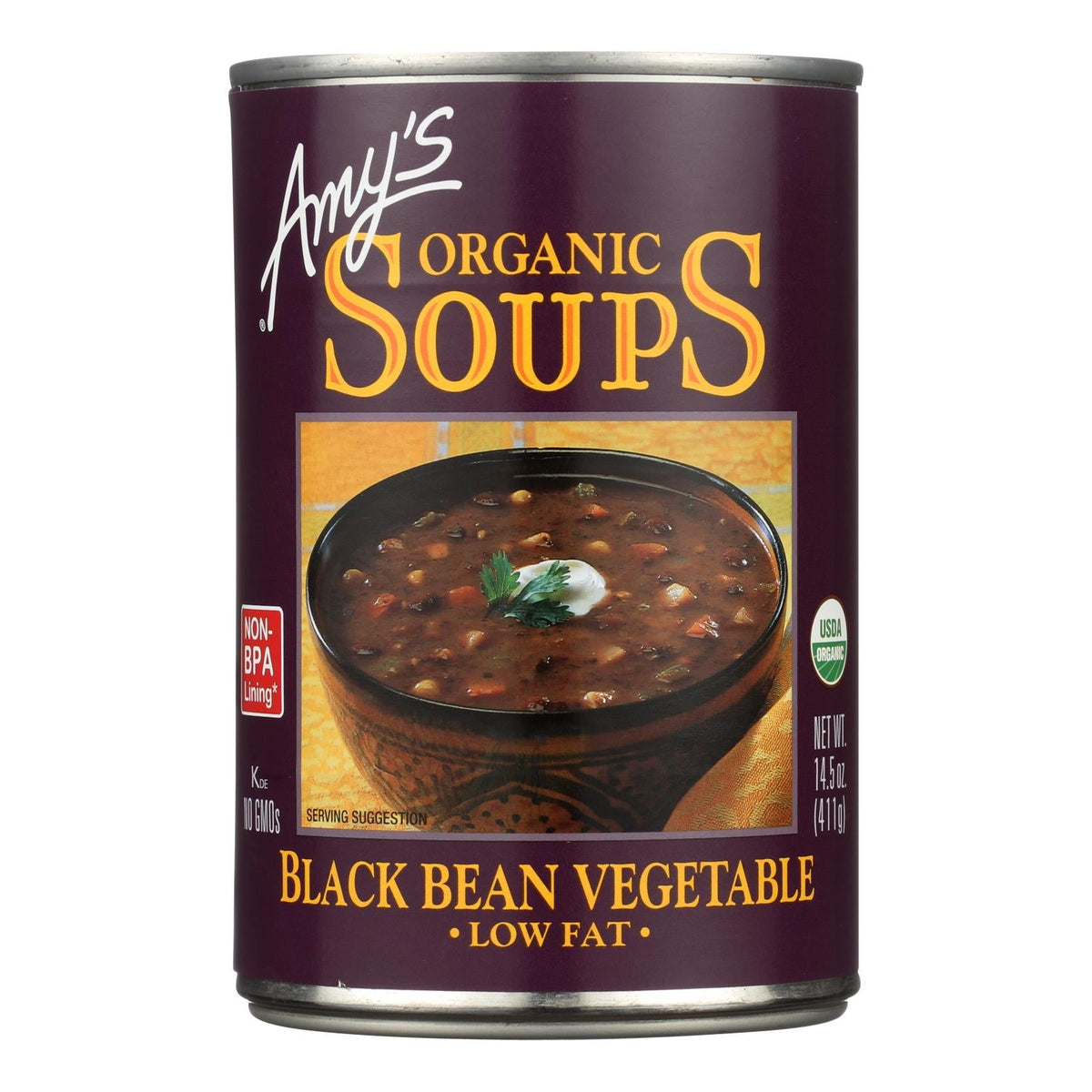 Amy's Organic Low Fat Black Bean Soup, 12-Pack, 14.5 oz