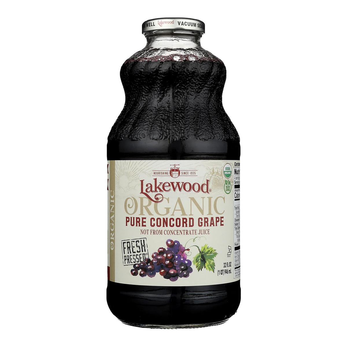 Lakewood Organic Concord Grape Juice, 32oz, 6-Pack