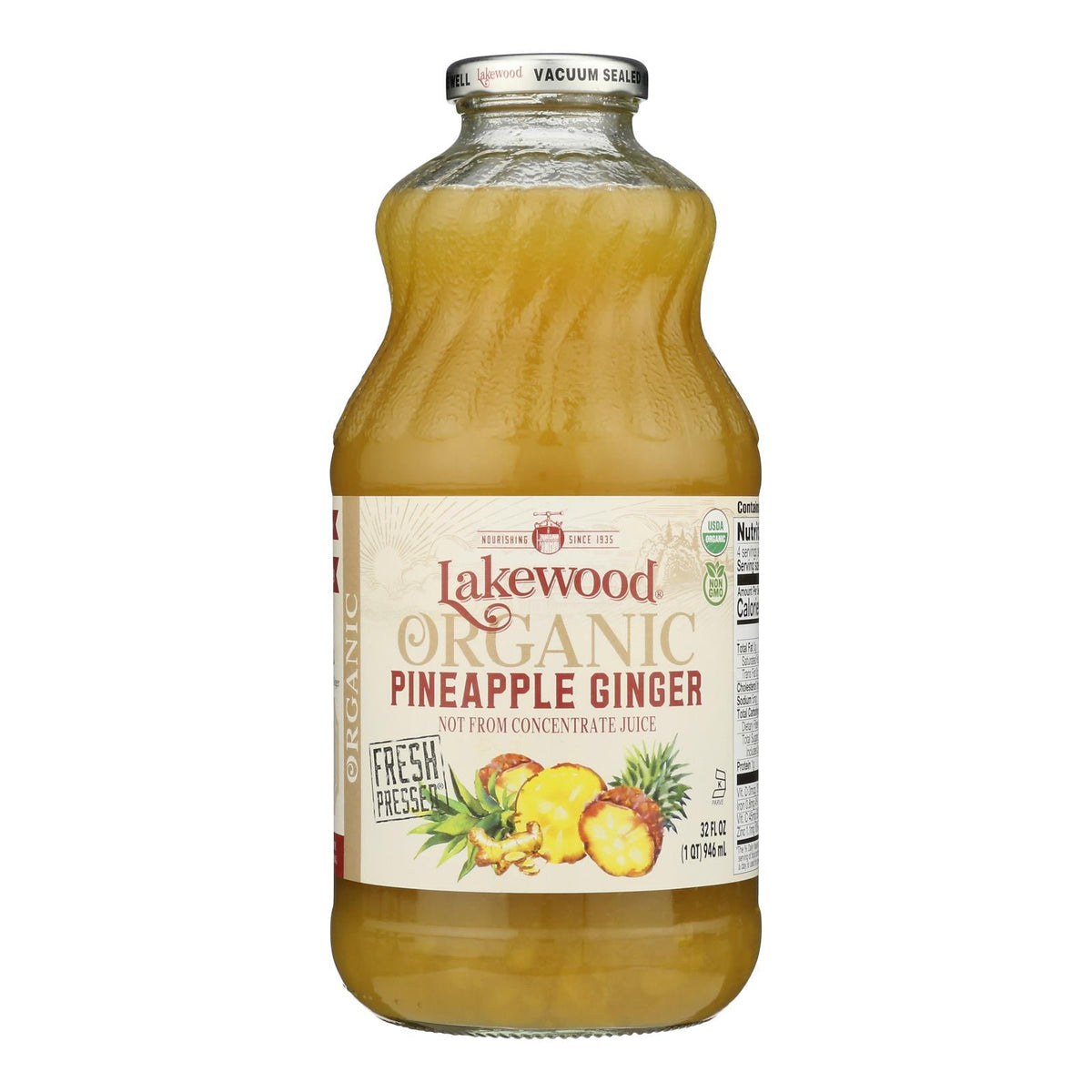 Lakewood - Juice Pineapple Ginger - Case of 6 - 32 OZ