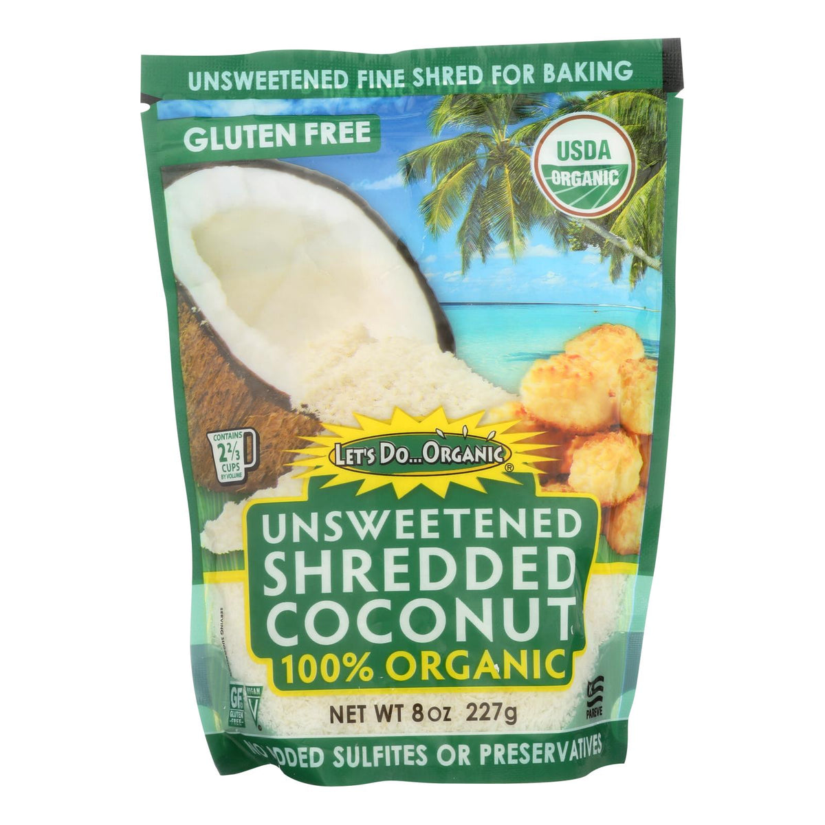 Organic Shredded Coconut, 8 oz, Case of 12 - Let's Do Organics