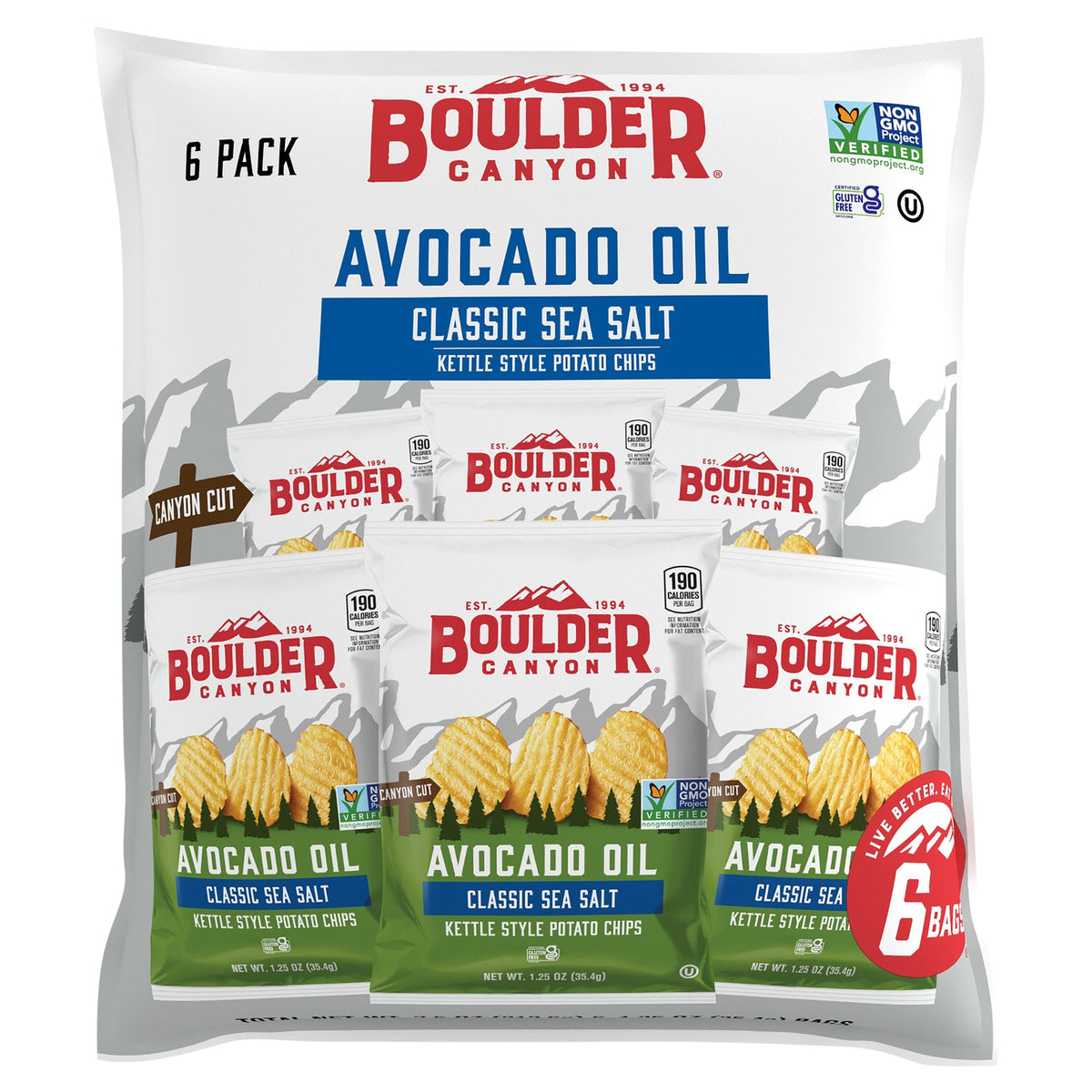Boulder Canyon Sea Salt Avocado Oil Chips, 8-Pack
