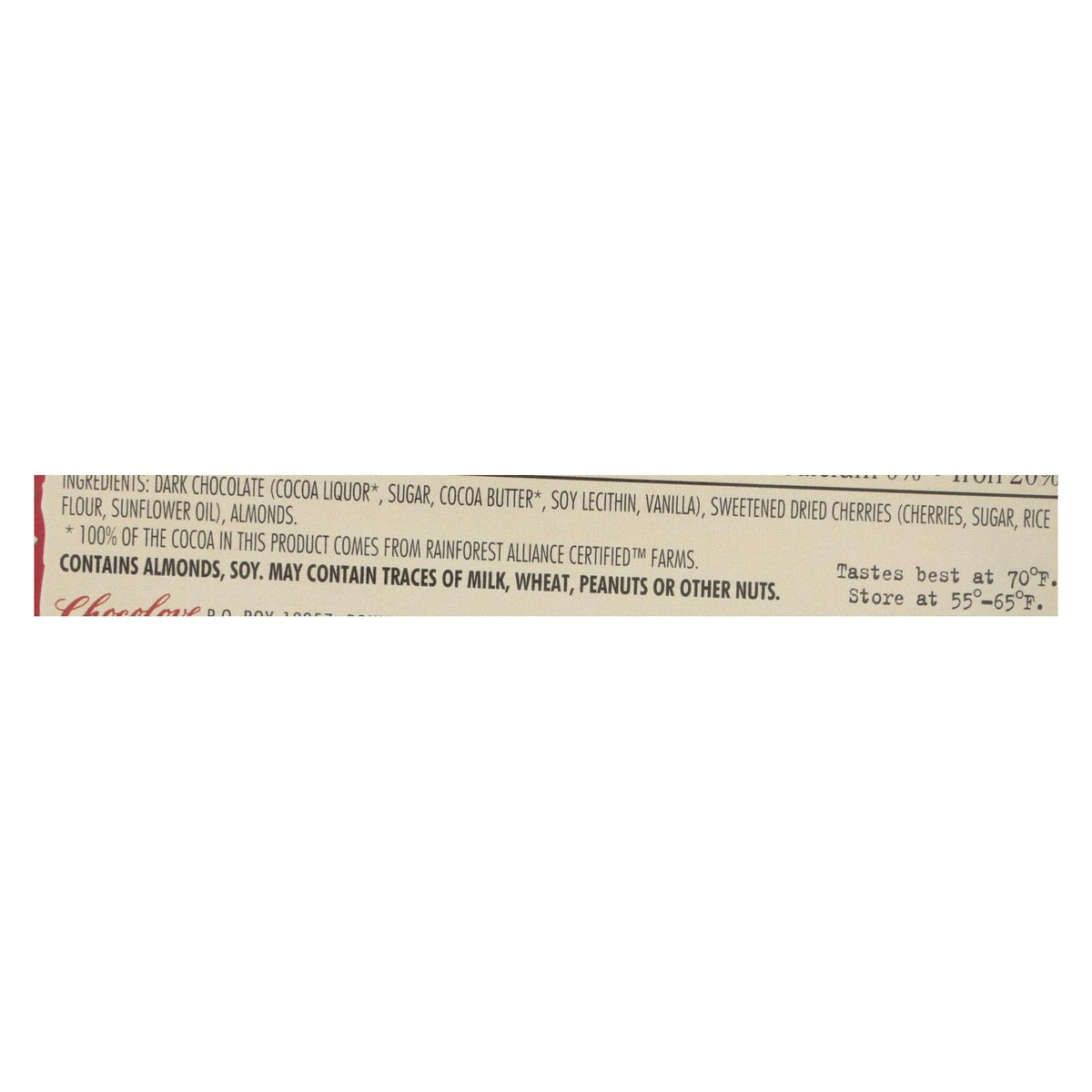 Chocolove Xoxox Dark Chocolate Cherry Almond Bars - 12 Pack