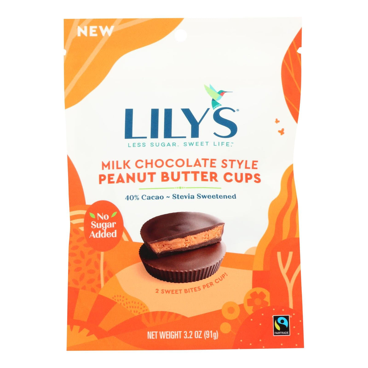 Lily's Milk Chocolate Peanut Butter Cups, 3.2oz, Case of 12