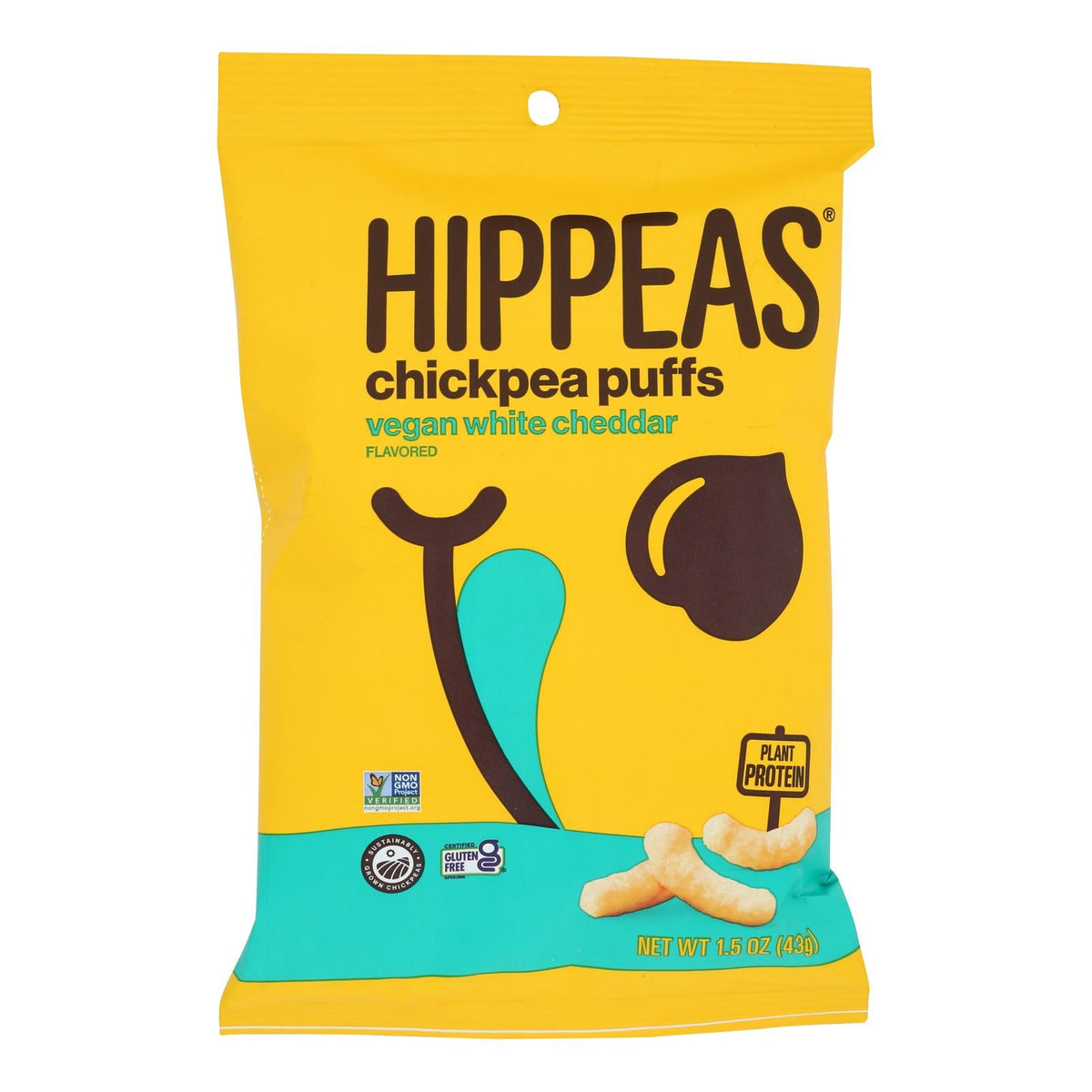 Hippeas - Chickpea Puff White Cheddar - Case of 6-1.5 Ounces