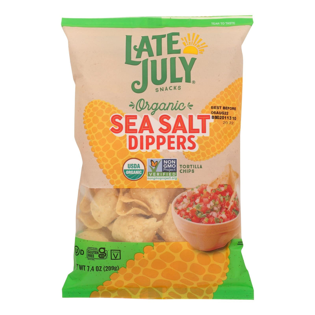 Late July Sea Salt Tortilla Chips Dipper, 9 Pack, 7.4 Oz