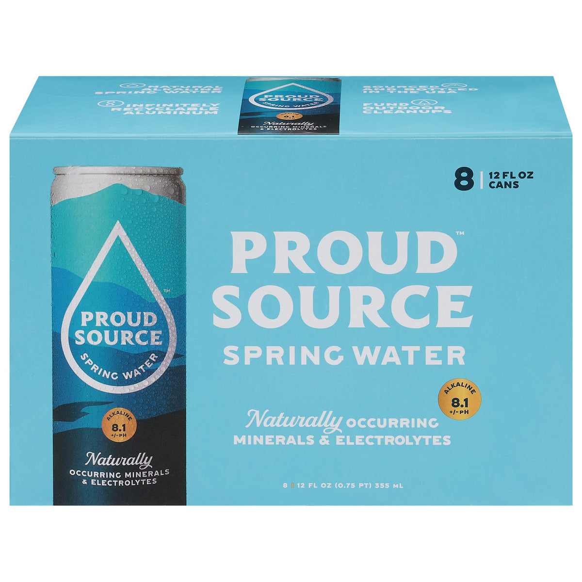 Proud Source - Water Spring Alk Ph 8.1 - Case of 3-8/12 FZ