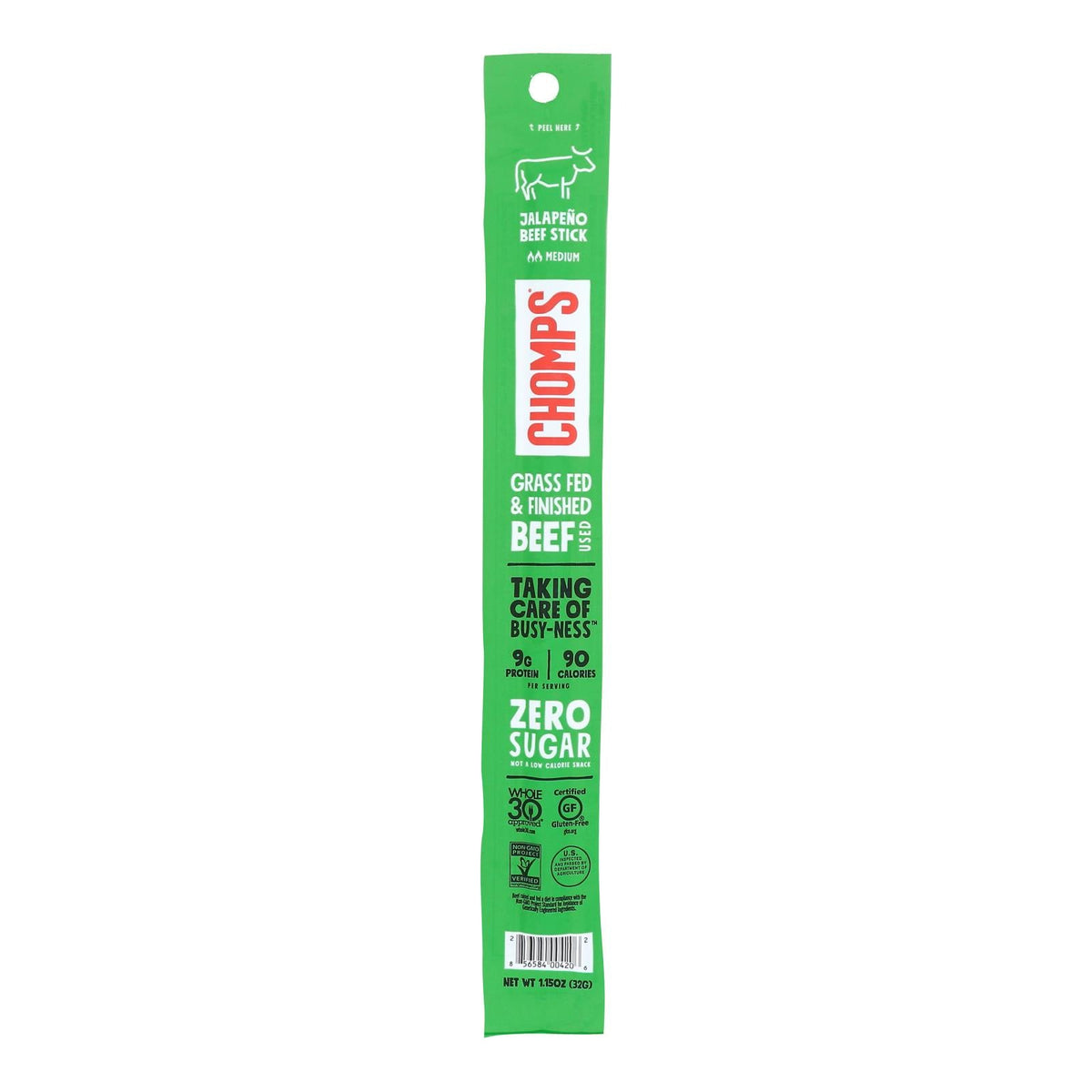 Chomps Beef Sticks - Hoppin Jalapeno - Case Of 24 - 1.15 Oz