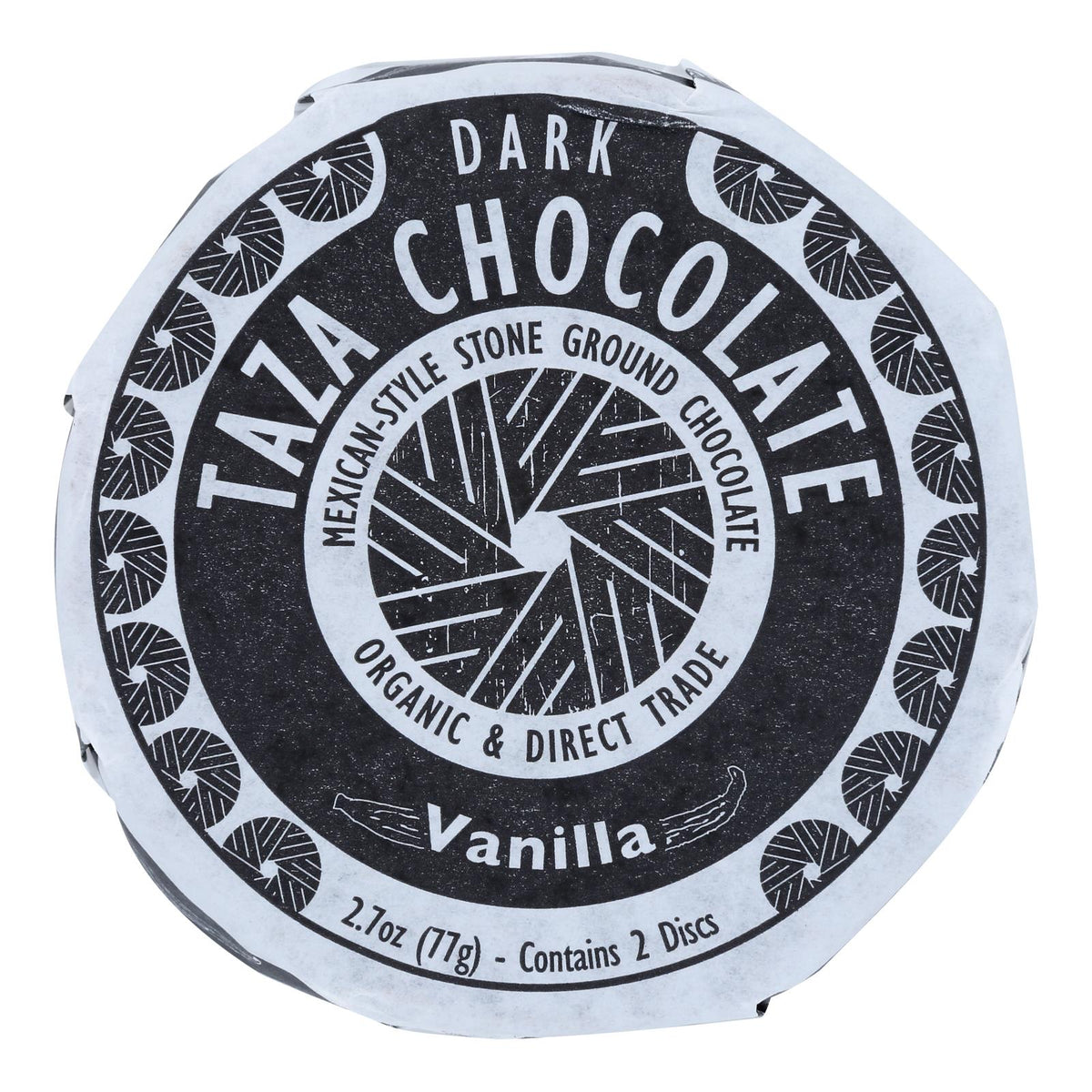 Taza Organic Vanilla Dark Chocolate Discs, 50% - 2.7 oz, 12-Pack