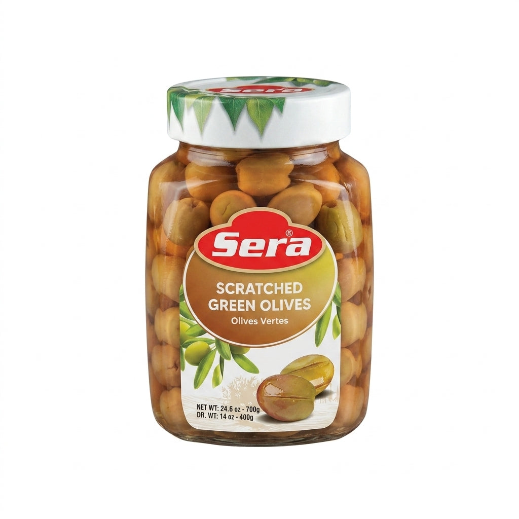 Sera Scratched Green Olives 24.6 oz - Premium Turkish Olives