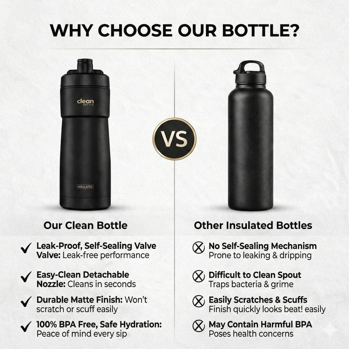 The Clean Hydration Co Insulated Bike Water Bottle 20 oz | Easy Clean Nozzle, Easy Squeeze Sports Bottle | BPA Free Cycling Bottle for Road & Mountain Biking, Gym & Travel