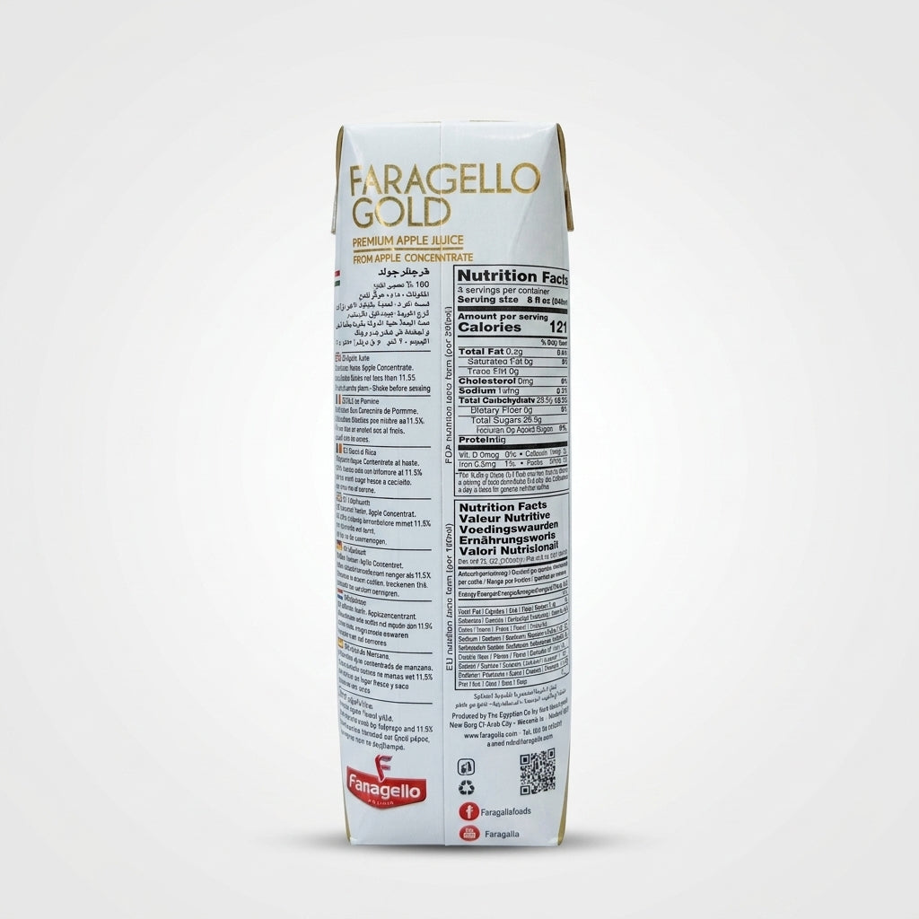 Faragello Gold Premium Apple Juice 1 Liter - 100% Pure Concentrate